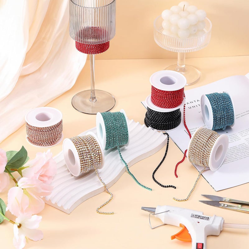 Rytenz 10 يارد 3 مم سلسلة زينة كريستال الراين للزينة، الحرف اليدوية، تزيين DIY، المجوهرات، الملابس، الأحذية (أحمر) - Image 4